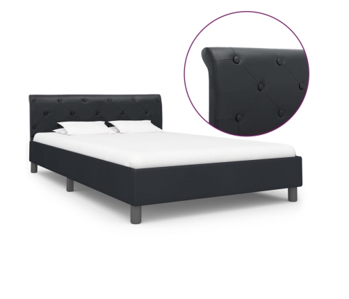 Estructura de cama sin colchón cuero sintético negro 140x200cm