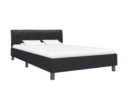 Estructura de cama sin colchón cuero sintético negro 140x200cm