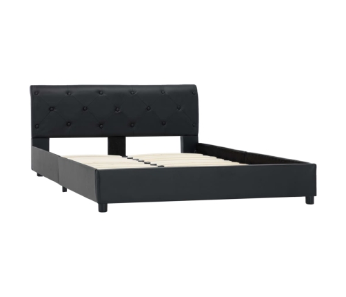 Estructura de cama sin colchón cuero sintético negro 140x200cm