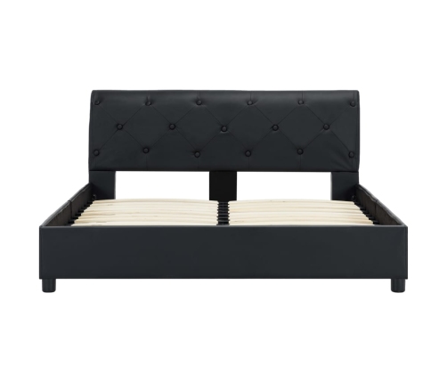 Estructura de cama sin colchón cuero sintético negro 140x200cm