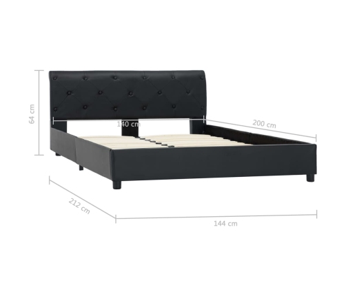 Estructura de cama sin colchón cuero sintético negro 140x200cm
