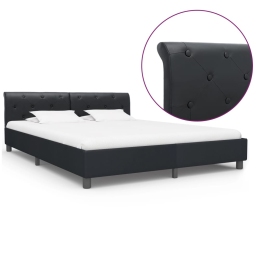 Estructura de cama de cuero sintético negro 160x200 cm