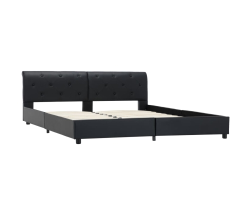 Estructura de cama de cuero sintético negro 160x200 cm