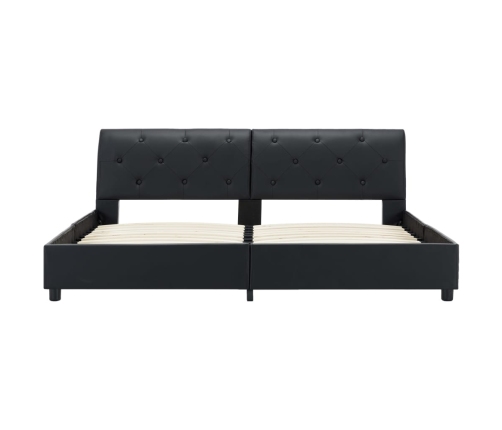 Estructura de cama de cuero sintético negro 160x200 cm