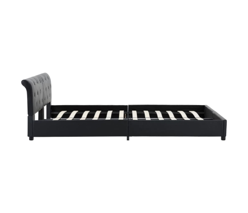 Estructura de cama de cuero sintético negro 160x200 cm