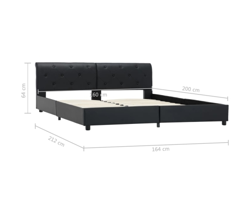 Estructura de cama de cuero sintético negro 160x200 cm