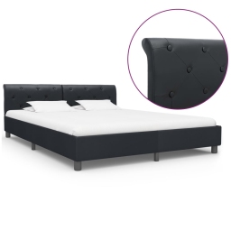Estructura de cama de cuero sintético negro 180x200 cm