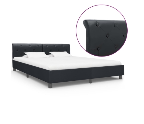 Estructura de cama de cuero sintético negro 180x200 cm