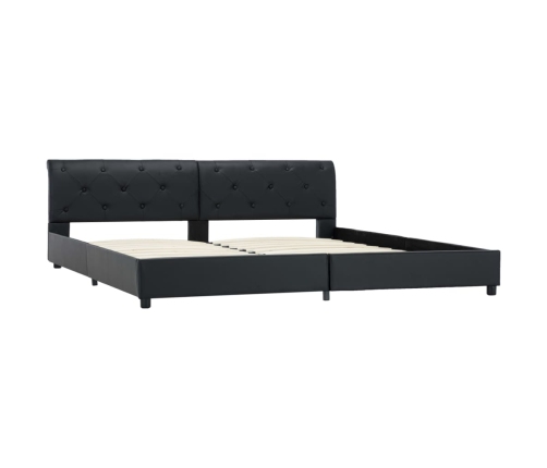 Estructura de cama de cuero sintético negro 180x200 cm