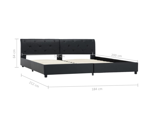 Estructura de cama de cuero sintético negro 180x200 cm