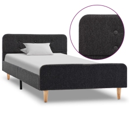 Estructura de cama de arpillera gris oscuro 90x200 cm