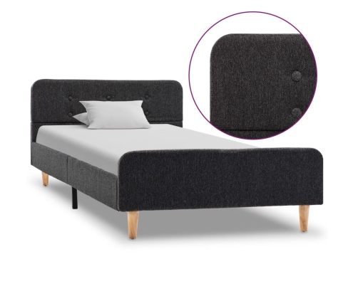 Estructura de cama de arpillera gris oscuro 90x200 cm