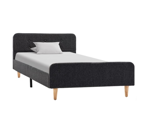 Estructura de cama de arpillera gris oscuro 90x200 cm