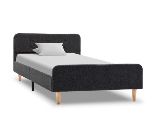 Estructura de cama de arpillera gris oscuro 90x200 cm