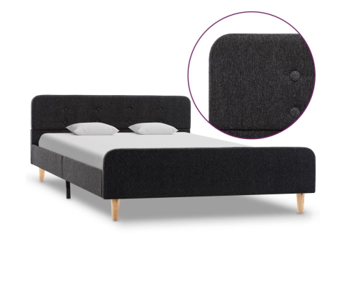 Estructura de cama de arpillera gris oscuro 90x200 cm