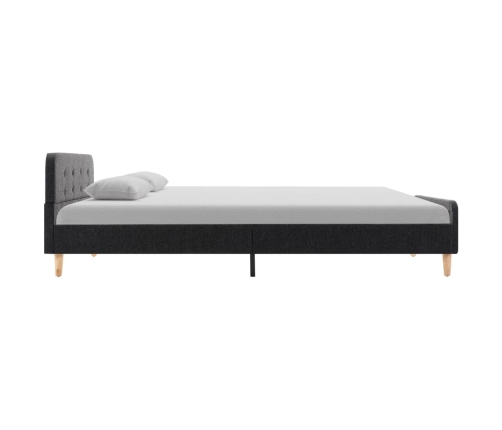 Estructura de cama de arpillera gris oscuro 90x200 cm