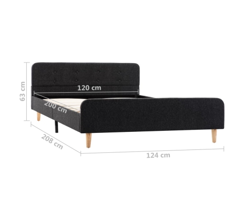 Estructura de cama de arpillera gris oscuro 90x200 cm