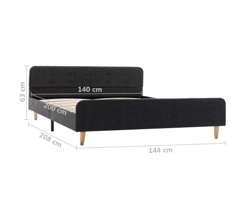 Estructura de cama de arpillera gris oscuro 140x200 cm