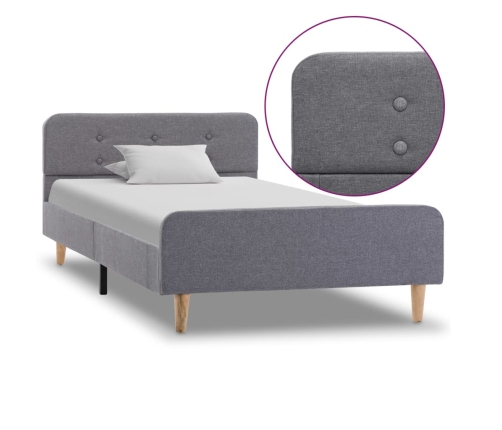 Estructura de cama sin colchón tela gris claro 90x200 cm