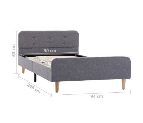 Estructura de cama sin colchón tela gris claro 90x200 cm