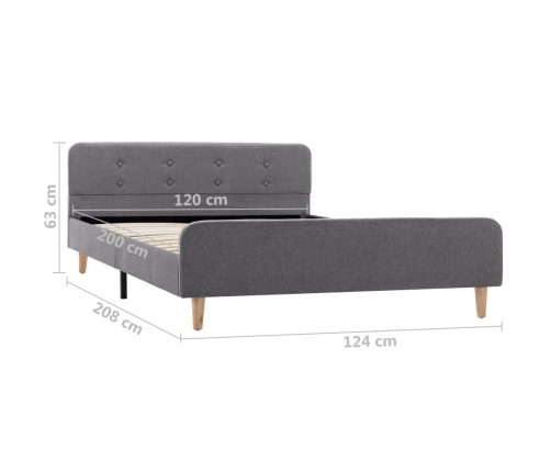 Estructura de cama de tela gris claro 120x200 cm