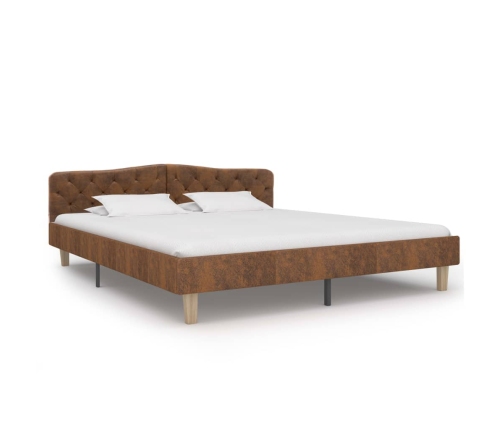 vidaXL Estructura de cama cuero sintético de ante marrón 180x200 cm