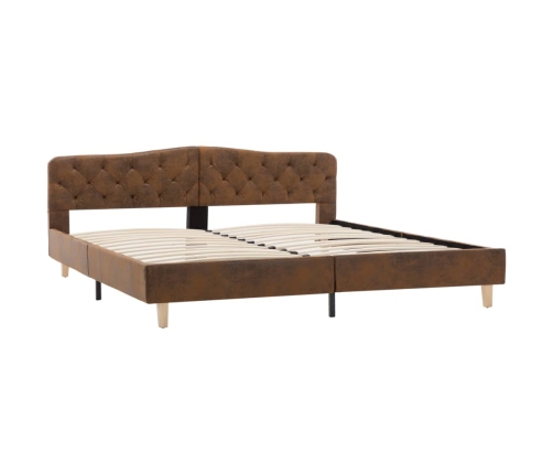 vidaXL Estructura de cama cuero sintético de ante marrón 180x200 cm