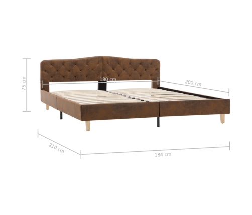 vidaXL Estructura de cama cuero sintético de ante marrón 180x200 cm