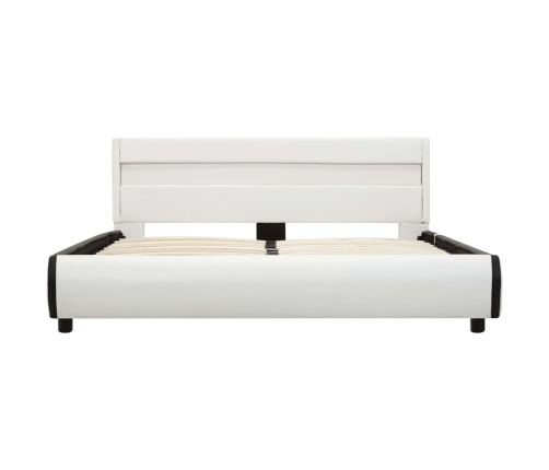 Estructura de cama con LED cuero sintético blanco 140x200 cm