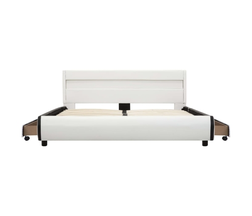 Estructura de cama con LED cuero sintético blanco 140x200 cm