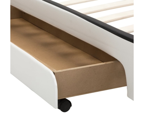 Estructura de cama con LED cuero sintético blanco 140x200 cm