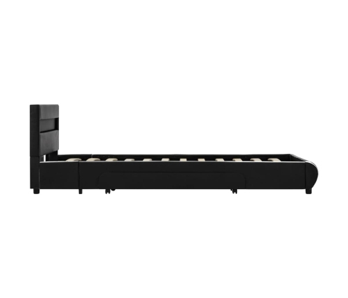 Estructura de cama con LED cuero sintético negro 90x200 cm