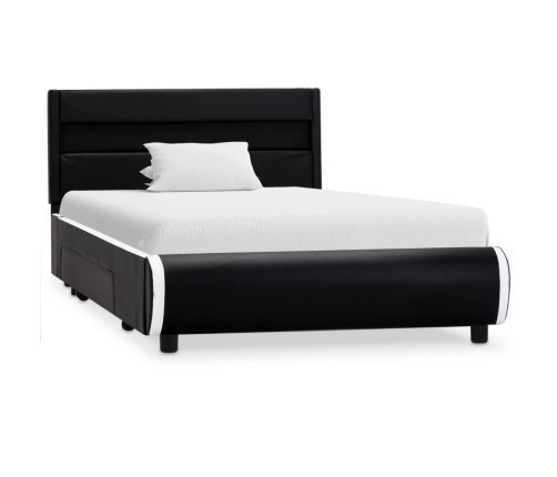 Estructura de cama con LED cuero sintético negro 100x200 cm