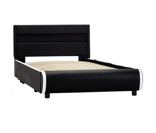 Estructura de cama con LED cuero sintético negro 100x200 cm