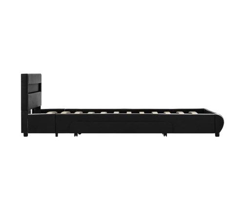 Estructura de cama con LED cuero sintético negro 100x200 cm