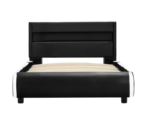 Estructura de cama con LED cuero sintético negro 100x200 cm