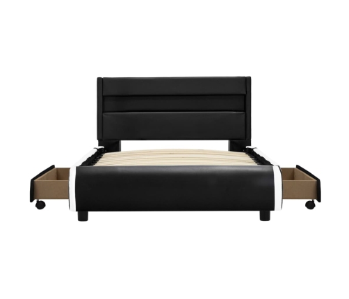Estructura de cama con LED cuero sintético negro 100x200 cm
