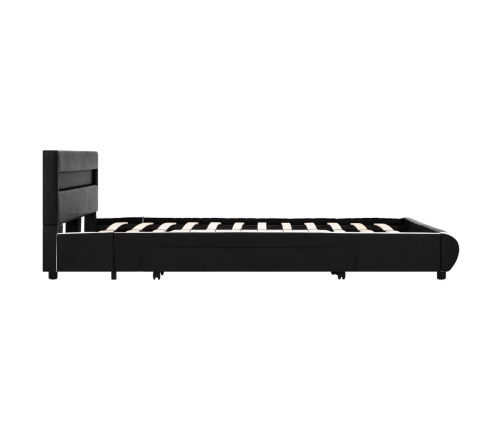 Estructura de cama con LED de cuero sintético negro 140x200 cm