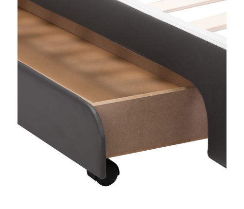 Estructura cama y LED cuero sintético gris antracita 90x200 cm