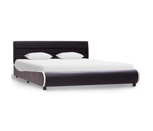 vidaXL Estructura de cama con LED cuero sintético negro 160x200 cm