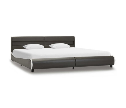 vidaXL Estructura cama y LED cuero sintético gris antracita 180x200 cm