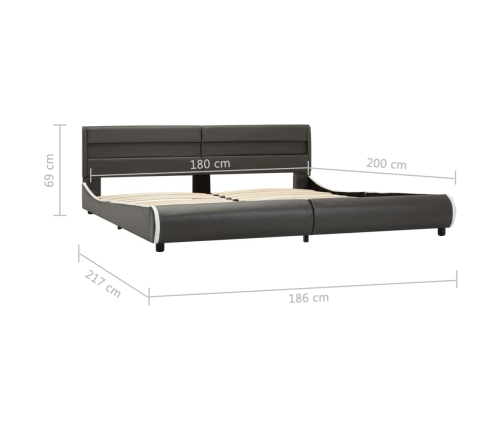 Estructura cama y LED cuero sintético gris antracita 180x200 cm