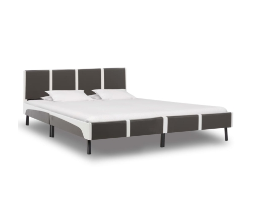 vidaXL Cama con colchón cuero sintético gris y blanco 180x200 cm