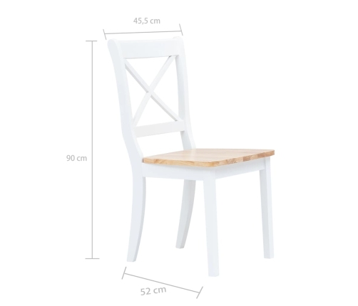 Sillas de comedor 6 uds madera maciza de caucho blanco y madera