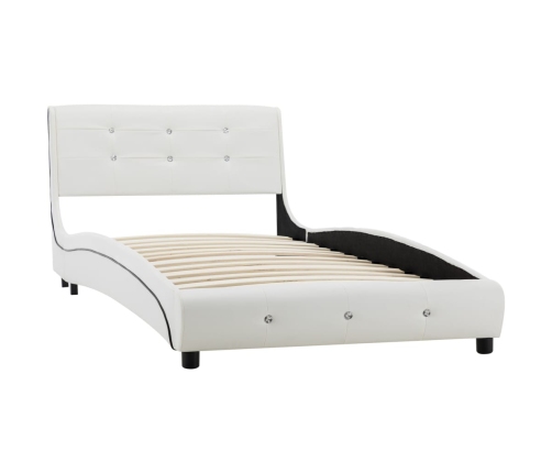 Cama con colchón viscoelástico cuero sintético blanco 90x200 cm