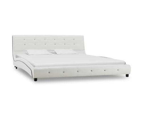 vidaXL Cama y colchón viscoelástico cuero sintético blanco 160x200 cm