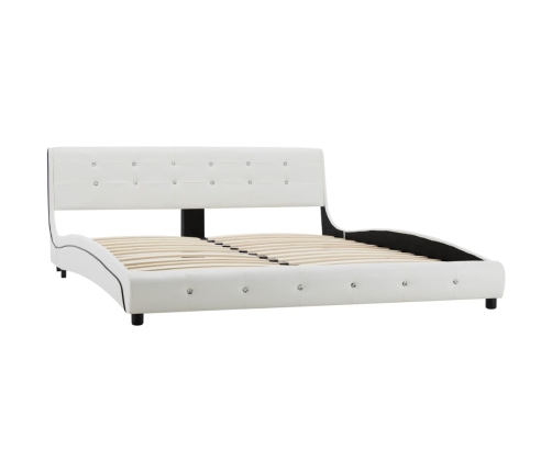 vidaXL Cama y colchón viscoelástico cuero sintético blanco 160x200 cm