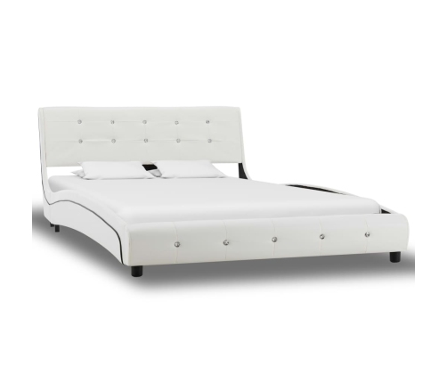 vidaXL Cama con colchón cuero sintético blanco 120x200 cm