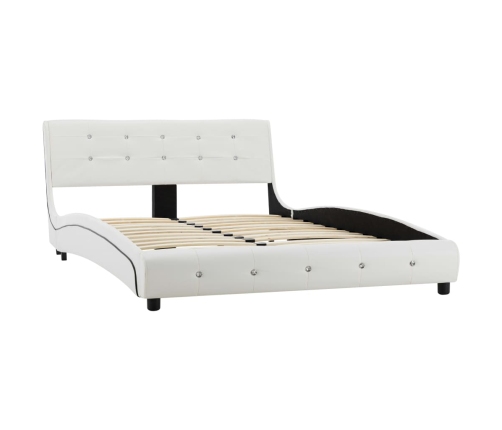 vidaXL Cama con colchón cuero sintético blanco 120x200 cm