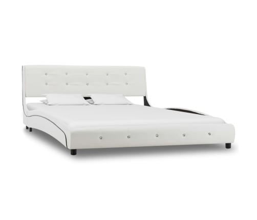 vidaXL Cama con colchón cuero sintético blanco 140x200 cm